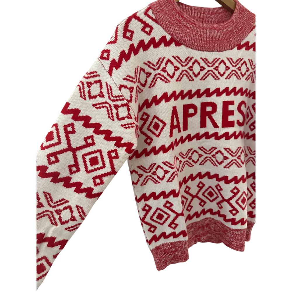 A New Day Apres Crew‎ Neck Graphic Pullover Sweater Red Size Medium - Picture 8 of 11